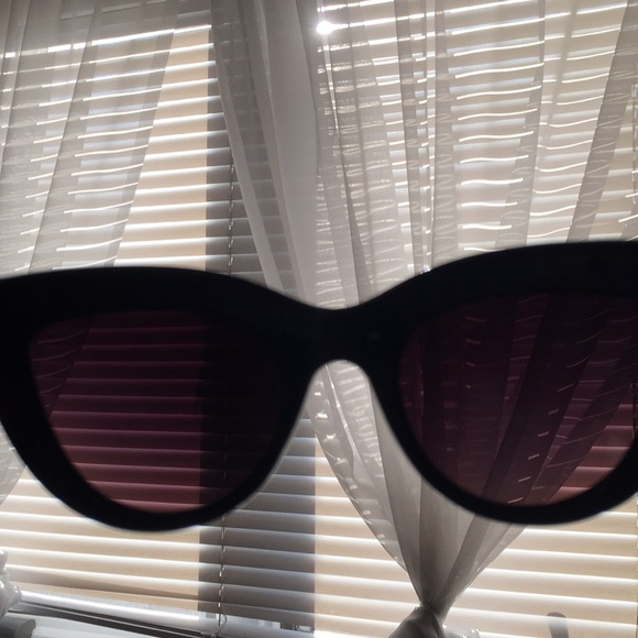 Cat Eye Blue Mirrored Sunglasses with Black Frame - Picture 3 of 3